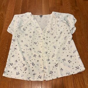 Ann Taylor White Floral Blouse